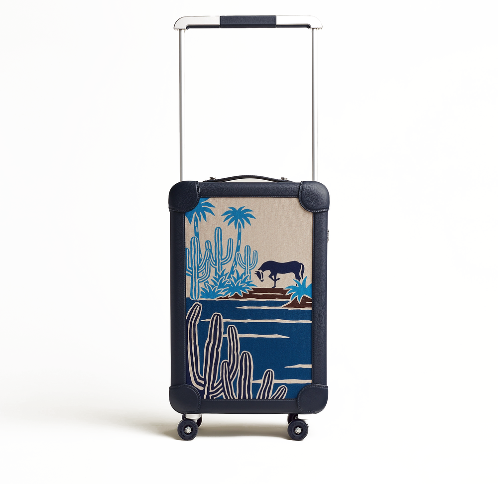 Hermes R.M.S Cabin Suitcase featuring a distinctive "Bel Oasis"