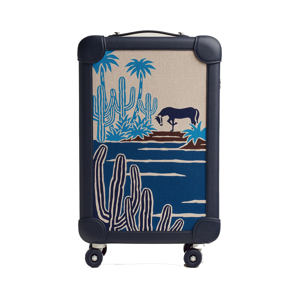 Hermes R.M.S Cabin Suitcase featuring a distinctive "Bel Oasis"