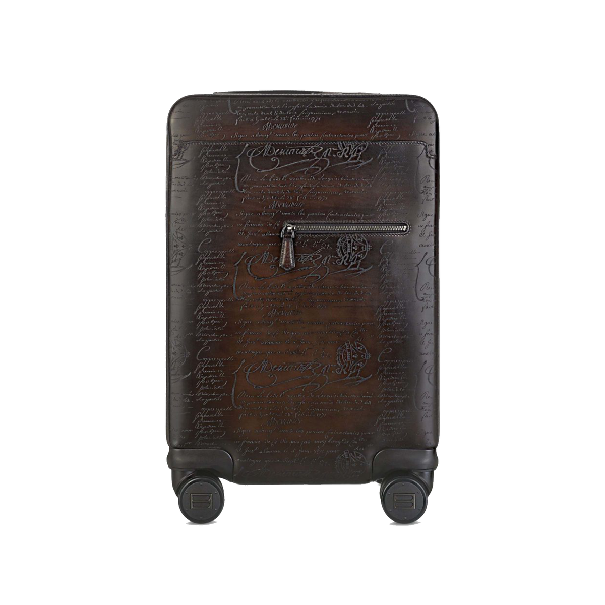 Berluti Formula Scritto leather rolling suitcase, distinguished