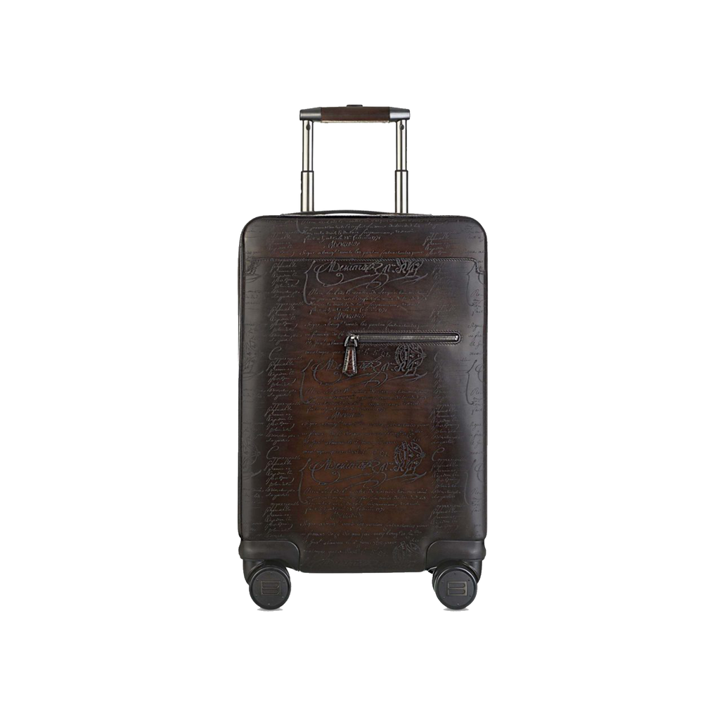Berluti Formula Scritto leather rolling suitcase, distinguished