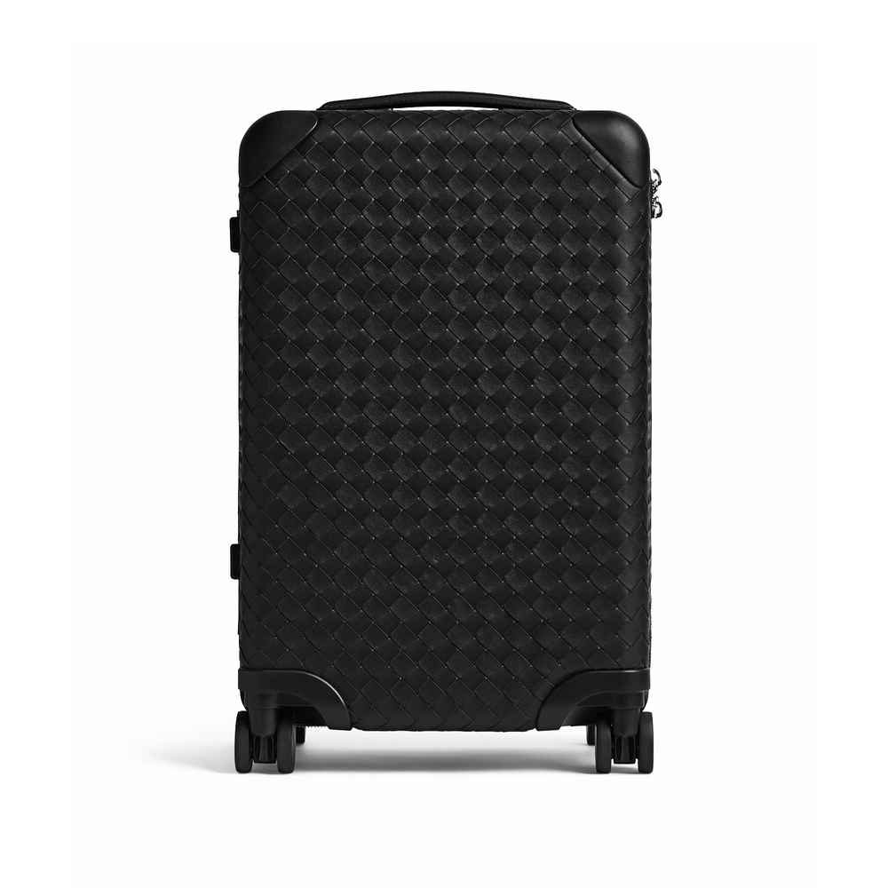 black Bottega Veneta Odyssey Intrecciato cabin suitcase