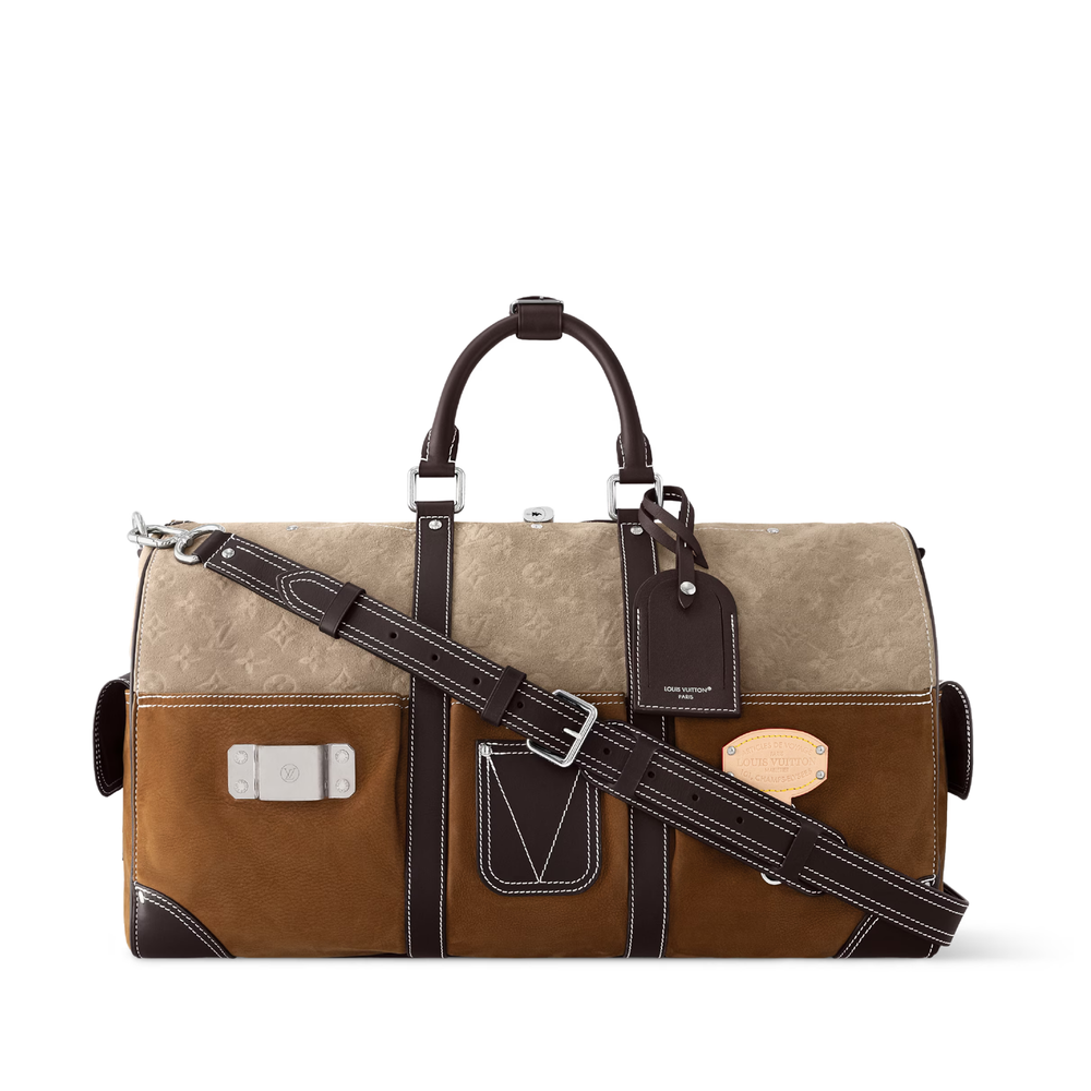 Louis Vuitton x Nigo Keepall Bandoulire 50 in Monogram suede leather