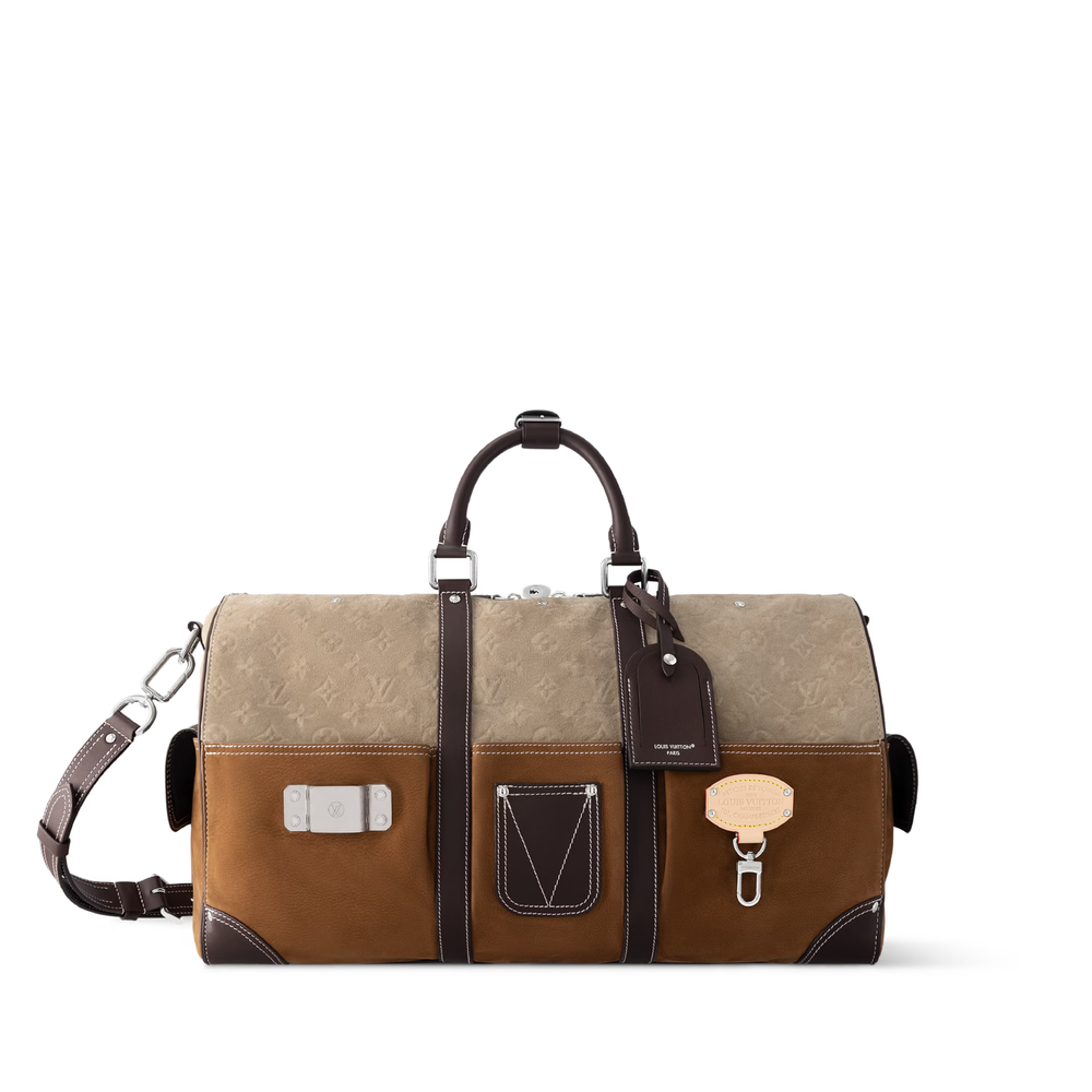 Louis Vuitton x Nigo Keepall Bandoulire 50 in Monogram suede leather