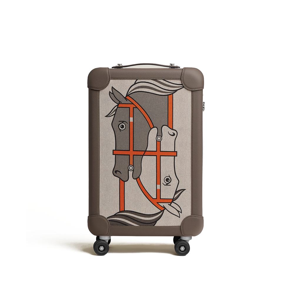 Herms RMS Cabin Suitcase featuring the Quadrige print on H Plume canvas and taurillon Regate leather