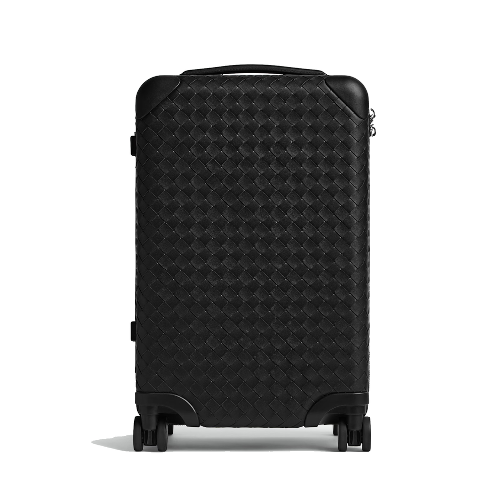 Bottega Veneta Odyssey Intrecciato Cabin Suitcase crafted from black calfskin